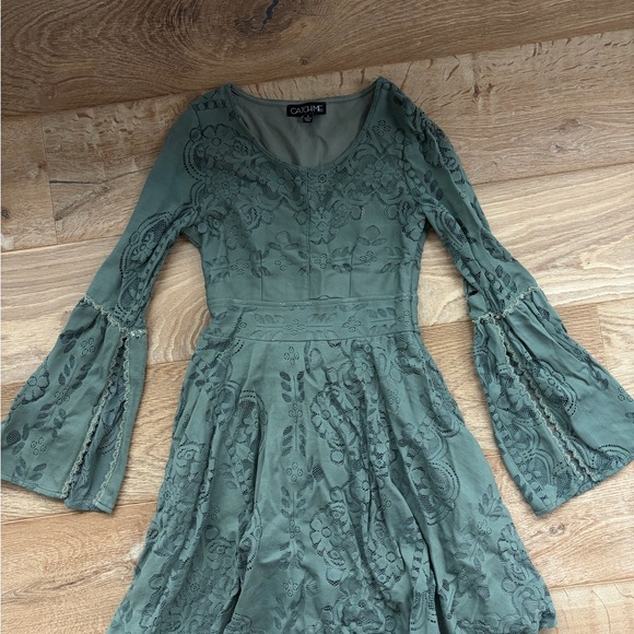 Catch Me Dresses & Skirts - Elegant Long Sleeve Lace Dress in Olive Green